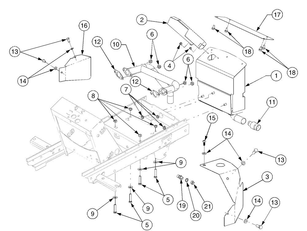 Engine Mounting And Muffler Diagram and Parts List for GT2544 K015-Before-13A2D7L710 Cub Cadet Lawn Tractor